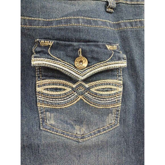 Elite Jeans Sz 23/24 Blue Denim Stretch Flap Pockets Distressed Plus Size - Picture 3 of 7